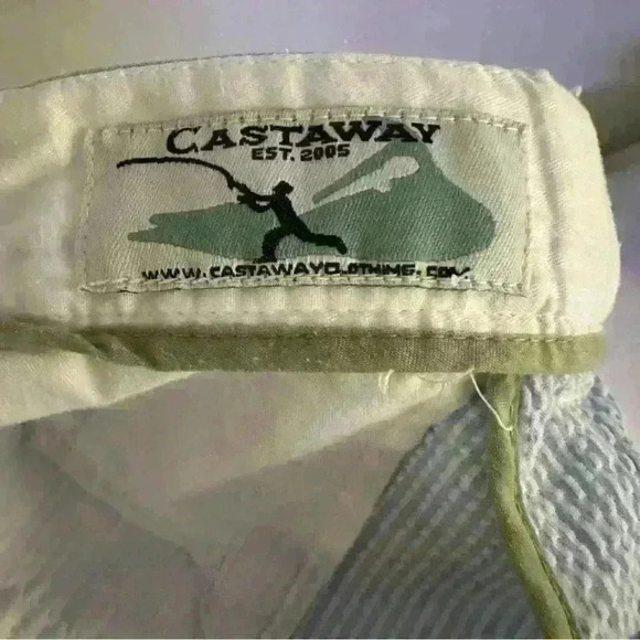 Men’s Castaway Nantucket Island Size 36 Blue Striped Seersucker Shorts Golf - Picture 6 of 6